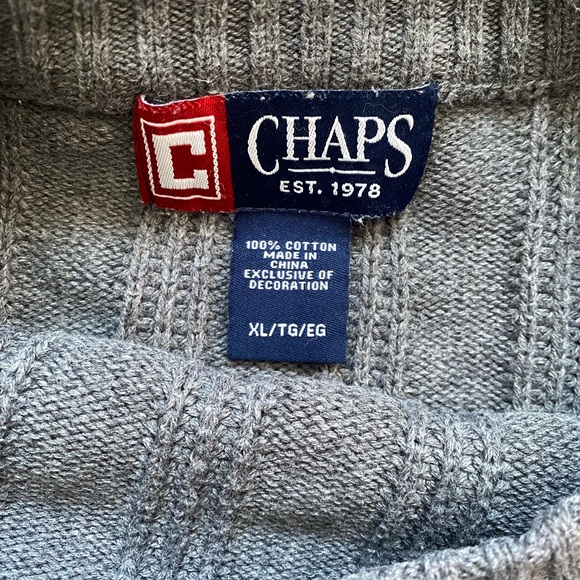 Chaps Blue Gray Crewneck Sweater with Knitted Texture and Relaxed Fit - Picture 4 of 5